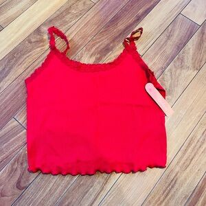 NWT Colsie Red Lace Trim Camisole Top